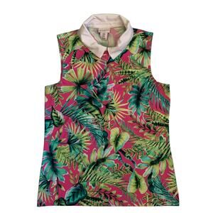 Tommy Bahama Golf Women's Size M Floral 1/4 Zip Sleeveless Polo Tanktop Top
